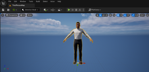 Upon the successful conversion of Unreal character, the imported character replicates the movement of the standard AnimGraph biped character.