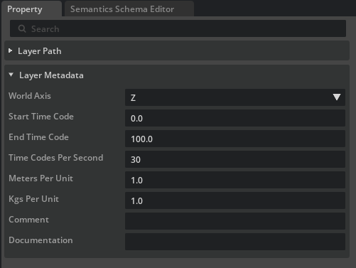 the default stage's layer and property tabs